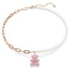 Pendentif ours en peluche avec perles de cristal, rose, plaqué or rose Pendentif ours en peluche avec perles de cristal, rose, plaqué or rose