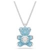 Pendentif ours en peluche, bleu, plaqué rhodium Pendentif ours en peluche, bleu, plaqué rhodium