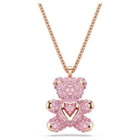 Pendentif ours en peluche, rose, plaqué or rose