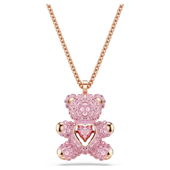 Pendentif ours en peluche, rose, plaqué or rose Pendentif ours en peluche, rose, plaqué or rose