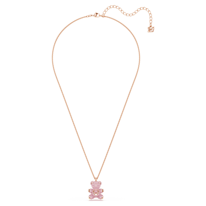 Pendentif ours en peluche, rose, plaqué or rose Pendentif ours en peluche, rose, plaqué or rose