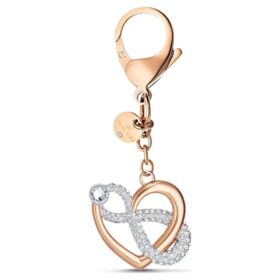 Pendentif pour sac « Infinity and Heart », blanc, finition métaux mélangés