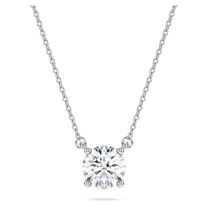 Pendentif solitaire Eternity avec diamants synthétiques, 1 ct au total, forme ronde, or blanc 14 carats Pendentif solitaire Eternity avec diamants synthétiques, 1 ct au total, forme ronde, or blanc 14 carats