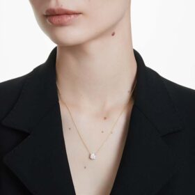 Pendentif solitaire Eternity avec diamants synthétiques, 1 ct au total, forme ronde, or jaune 14 carats