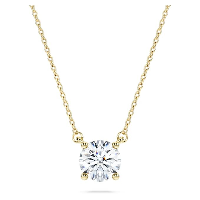 Pendentif solitaire Eternity avec diamants synthétiques, 1 ct au total, forme ronde, or jaune 14 carats Pendentif solitaire Eternity avec diamants synthétiques, 1 ct au total, forme ronde, or jaune 14 carats