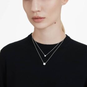 Pendentif solitaire Eternity avec diamants synthétiques de 2 carats au total, forme ronde, or blanc 14 carats