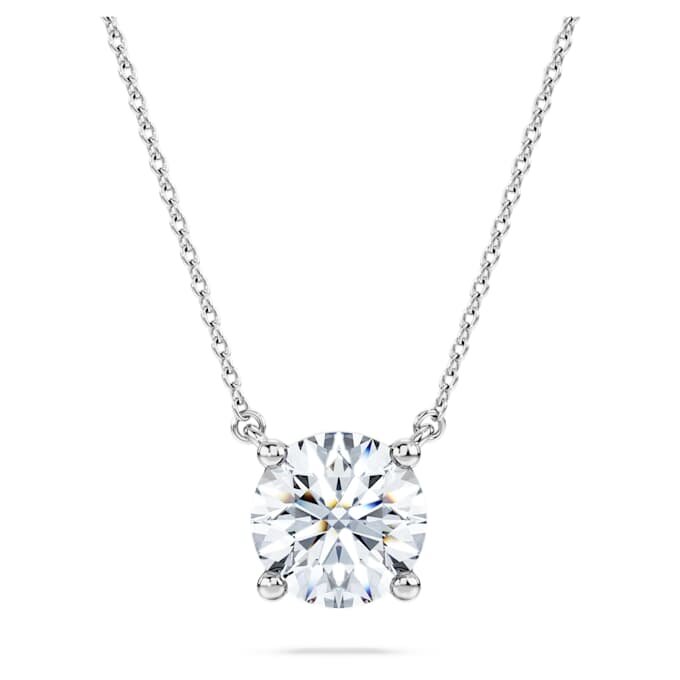 Pendentif solitaire Eternity avec diamants synthétiques de 2 carats au total, forme ronde, or blanc 14 carats Pendentif solitaire Eternity avec diamants synthétiques de 2 carats au total, forme ronde, or blanc 14 carats