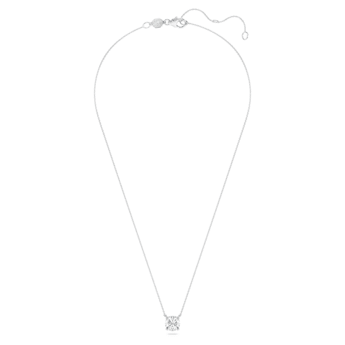Pendentif solitaire Eternity avec diamants synthétiques de 2 carats au total, forme ronde, or blanc 14 carats Pendentif solitaire Eternity avec diamants synthétiques de 2 carats au total, forme ronde, or blanc 14 carats