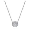Pendentif solitaire Eternity Halo avec diamants synthétiques 0,23 ct au total, forme ronde, argent sterling Pendentif solitaire Eternity Halo avec diamants synthétiques 0,23 ct au total, forme ronde, argent sterling