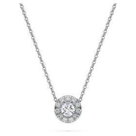 Pendentif solitaire Eternity Halo avec diamants synthétiques 0,23 ct au total, forme ronde, argent sterling