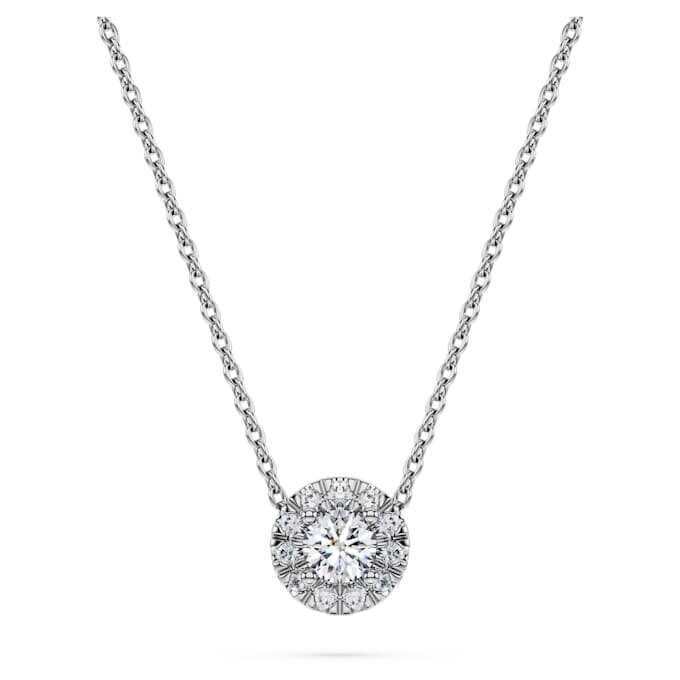 Pendentif solitaire Eternity Halo avec diamants synthétiques 0,23 ct au total, forme ronde, argent sterling Pendentif solitaire Eternity Halo avec diamants synthétiques 0,23 ct au total, forme ronde, argent sterling