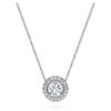 Pendentif solitaire Eternity Halo avec diamants synthétiques, 0,59 ct au total, forme ronde, or blanc 14 carats Pendentif solitaire Eternity Halo avec diamants synthétiques, 0,59 ct au total, forme ronde, or blanc 14 carats