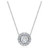 Pendentif solitaire Eternity Halo avec diamants synthétiques, 1 ct au total, forme ronde, or blanc 14 carats Pendentif solitaire Eternity Halo avec diamants synthétiques, 1 ct au total, forme ronde, or blanc 14 carats