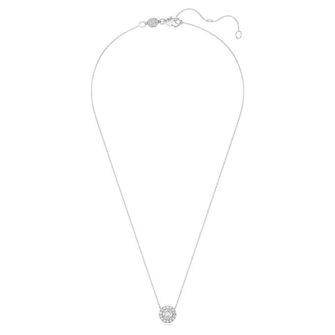 Pendentif solitaire Eternity Halo avec diamants synthétiques, 1 ct au total, forme ronde, or blanc 14 carats Pendentif solitaire Eternity Halo avec diamants synthétiques, 1 ct au total, forme ronde, or blanc 14 carats
