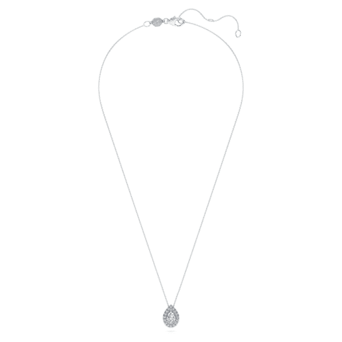 Pendentif solitaire « Eternity Halo » avec diamants synthétiques, 1 ct au total, taille poire, or blanc 14 carats Pendentif solitaire « Eternity Halo » avec diamants synthétiques, 1 ct au total, taille poire, or blanc 14 carats