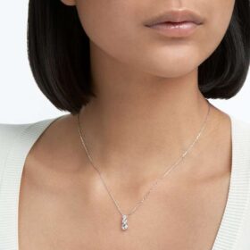 Pendentif Stilla Attract, taille ronde, blanc, plaqué rhodium