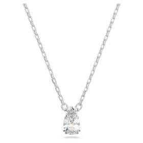 Pendentif Stilla taille poire, blanc, plaqué rhodium