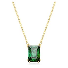 Pendentif Stilla, taille rectangulaire, vert, plaqué or