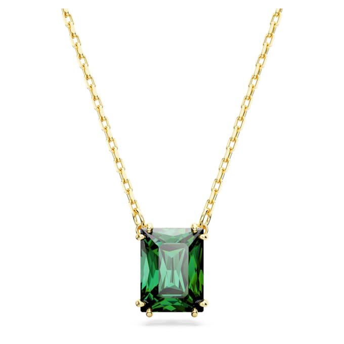 Pendentif Stilla, taille rectangulaire, vert, plaqué or Pendentif Stilla, taille rectangulaire, vert, plaqué or
