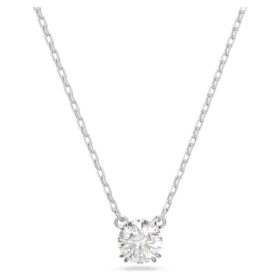 Pendentif Stilla, taille ronde, blanc, plaqué rhodium