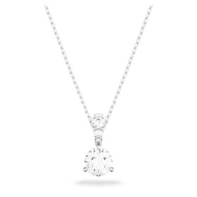 Pendentif Stilla, taille ronde, blanc, plaqué rhodium