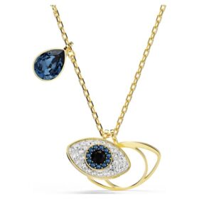 Pendentif Symbolica « Œil maléfique », bleu, plaqué or