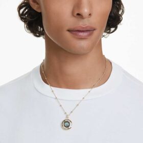 Pendentif Symbolica « Œil maléfique », taille moyenne, multicolore, plaqué or