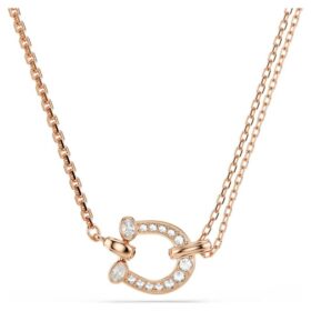 Pendentif Symbolica pavé, fer à cheval, blanc, plaqué or rose