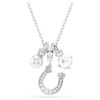 Pendentif Symbolica : perle de cristal, taille ronde, pavé, fer à cheval, blanc, plaqué rhodium Pendentif Symbolica : perle de cristal, taille ronde, pavé, fer à cheval, blanc, plaqué rhodium