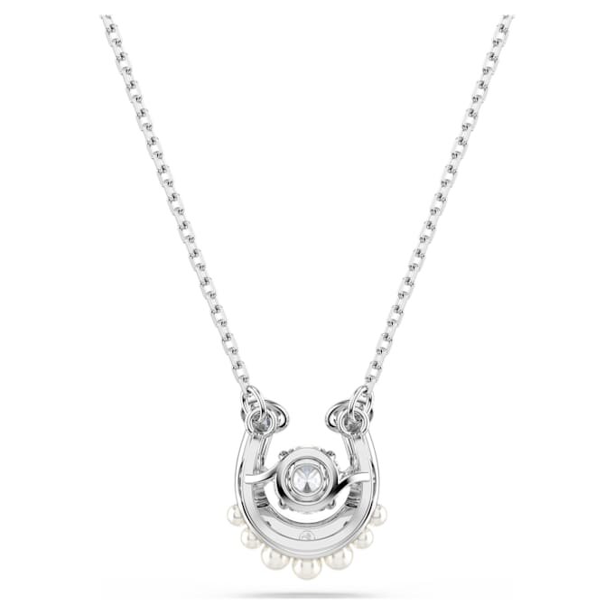 Pendentif Symbolica : perle de cristal, taille ronde, pavé, fer à cheval, blanc, plaqué rhodium Pendentif Symbolica : perle de cristal, taille ronde, pavé, fer à cheval, blanc, plaqué rhodium