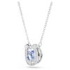 Pendentif Symbolica, taille ronde, pavé, fer à cheval, bleu, plaqué rhodium