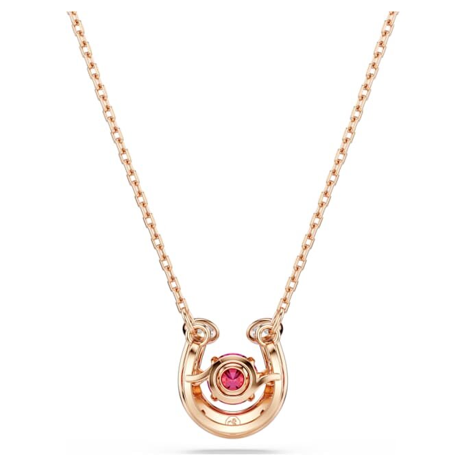 Pendentif Symbolica, taille ronde, pavé, fer à cheval, rouge, plaqué or rose Pendentif Symbolica, taille ronde, pavé, fer à cheval, rouge, plaqué or rose
