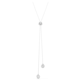 Pendentif Una Angelic en Y, taille ronde, blanc, plaqué rhodium