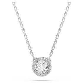 Pendentif Una Angelic, taille ronde, pavé, blanc, plaqué rhodium
