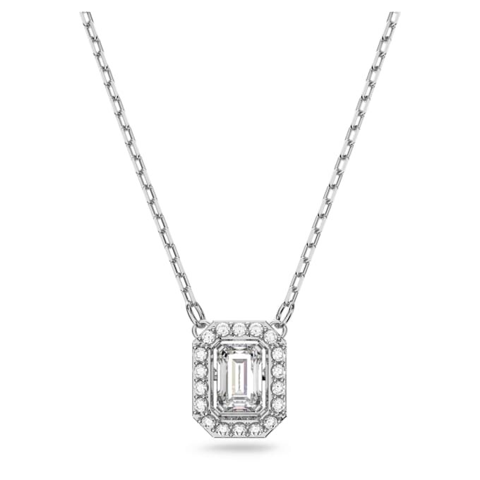 Pendentif Una à taille octogonale, blanc, plaqué rhodium Pendentif Una à taille octogonale, blanc, plaqué rhodium