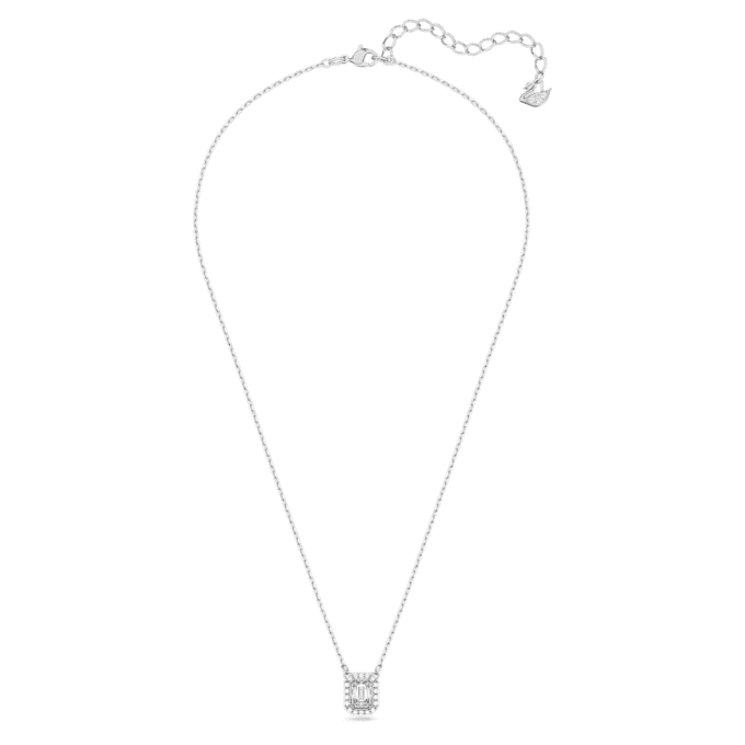 Pendentif Una à taille octogonale, blanc, plaqué rhodium Pendentif Una à taille octogonale, blanc, plaqué rhodium