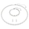 Perle en cristal sertie en Matrix, taille ronde, blanche, plaquée rhodium Perle en cristal sertie en Matrix, taille ronde, blanche, plaquée rhodium
