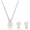 Perle en cristal sertie en Matrix, taille ronde, blanche, plaquée rhodium Perle en cristal sertie en Matrix, taille ronde, blanche, plaquée rhodium