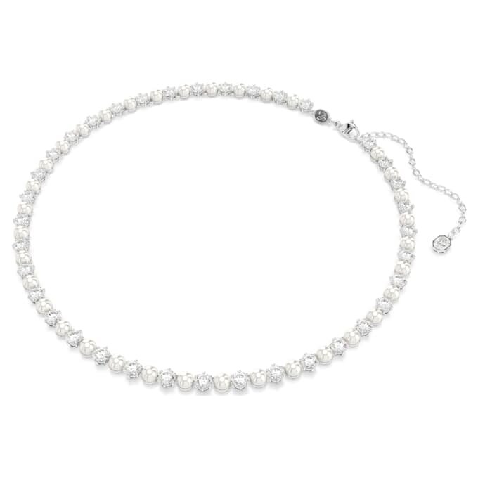 Perle en cristal sertie en Matrix, taille ronde, blanche, plaquée rhodium Perle en cristal sertie en Matrix, taille ronde, blanche, plaquée rhodium