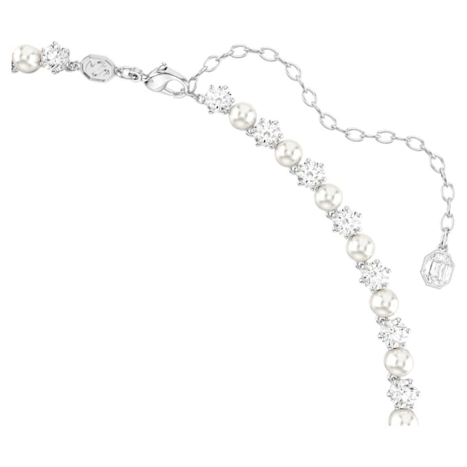Perle en cristal sertie en Matrix, taille ronde, blanche, plaquée rhodium Perle en cristal sertie en Matrix, taille ronde, blanche, plaquée rhodium