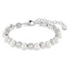 Perle en cristal sertie en Matrix, taille ronde, blanche, plaquée rhodium Perle en cristal sertie en Matrix, taille ronde, blanche, plaquée rhodium
