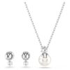 Perle en cristal sertie en Matrix, taille ronde, blanche, plaquée rhodium Perle en cristal sertie en Matrix, taille ronde, blanche, plaquée rhodium