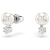 Perle en cristal sertie en Matrix, taille ronde, blanche, plaquée rhodium Perle en cristal sertie en Matrix, taille ronde, blanche, plaquée rhodium