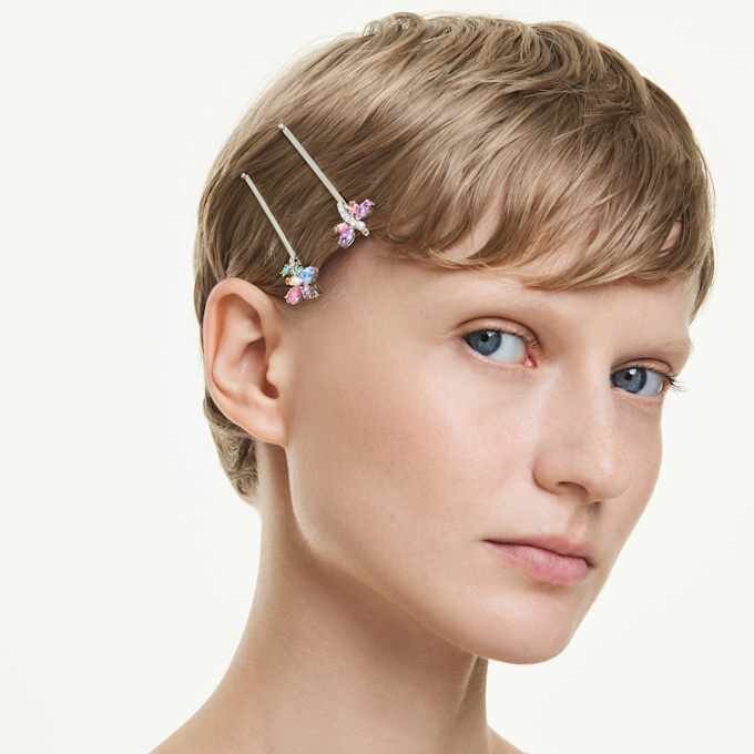 Épingles à cheveux Ariana Grande x Swarovski : formes variées, libellule, fleur, multicolores, plaquées rhodium Épingles à cheveux Ariana Grande x Swarovski : formes variées, libellule, fleur, multicolores, plaquées rhodium