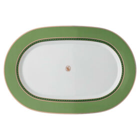 Plat de service Signum en porcelaine, petit, vert