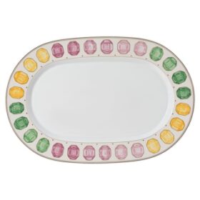 Plat Idyllia en porcelaine, motif « Crystal Print », pierres précieuses, grand format, multicolore