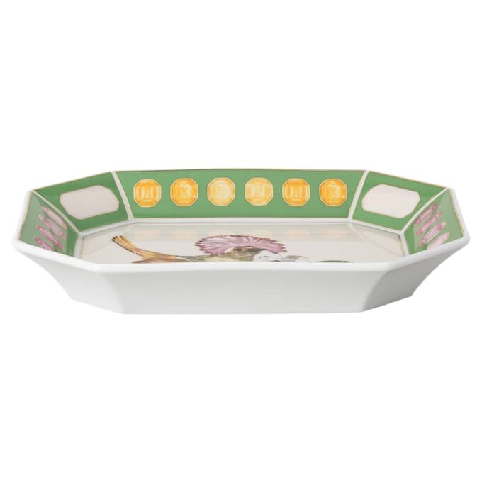 Plateau Idyllia en porcelaine, motif imprimé de cristaux, moucherolle, grand format, multicolore Plateau Idyllia en porcelaine, motif imprimé de cristaux, moucherolle, grand format, multicolore