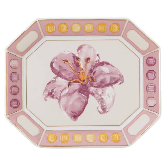 Plateau Idyllia en porcelaine, motif imprimé en cristal, fleur, petit, rose Plateau Idyllia en porcelaine, motif imprimé en cristal, fleur, petit, rose