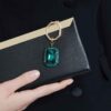 Porte-clés à cristal taillé en octogone, vert, finition métaux mélangés Porte-clés à cristal taillé en octogone, vert, finition métaux mélangés