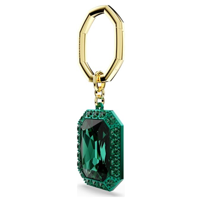 Porte-clés à cristal taillé en octogone, vert, finition métaux mélangés Porte-clés à cristal taillé en octogone, vert, finition métaux mélangés